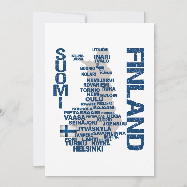 Customizable FINLAND MAP invitation (Front)