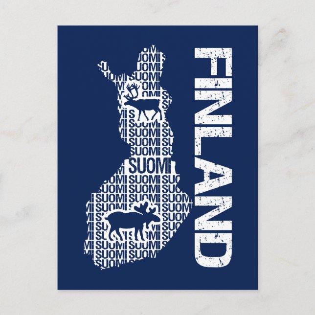 Customizable FINLAND MAP postcard (Front)
