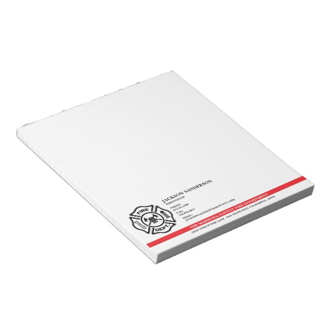 Customizable Fire Department Firefighter Logo Notepad (Angled)