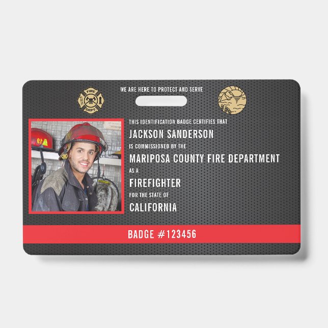 Customizable Firefighter Fire Department Employee Badge (Front)