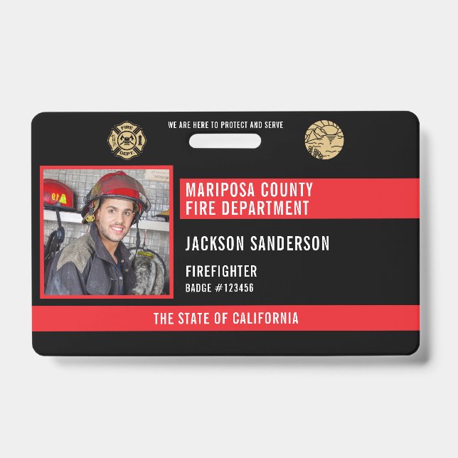 Customizable Firefighter Fire Department Employee Badge (Front)