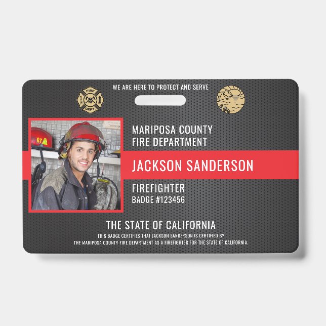 Customizable Firefighter Fire Department Employee Badge (Front)