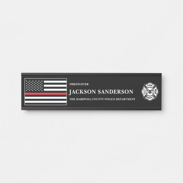 Customizable Firefighter Fire Department Logo Door Sign (Front)