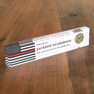 Customizable Firefighter Fire Department Logo Nameplate