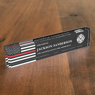 Customizable Firefighter Fire Department Logo Nameplate