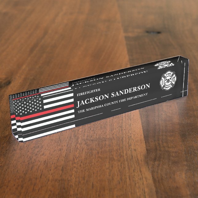 Customizable Firefighter Fire Department Logo Nameplate (Side)