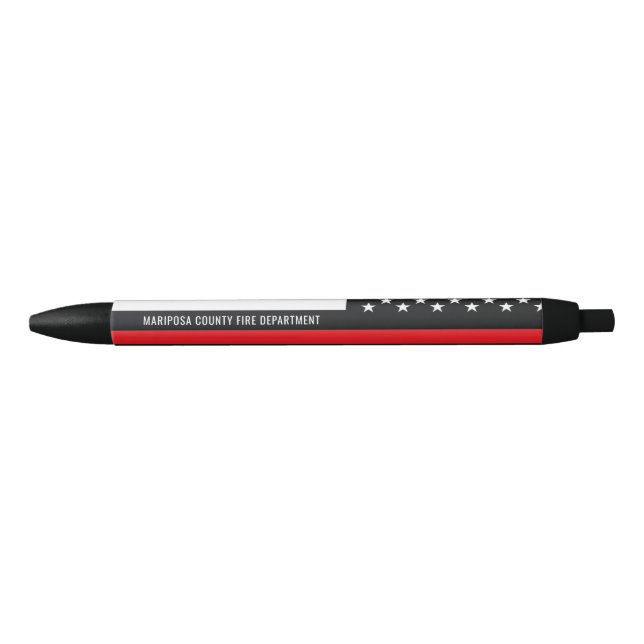 Customizable Firefighter Fire Department Red Line Black Ink Pen (Front)
