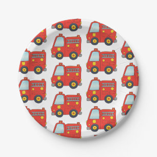 Customizable  Firetruck Paper Plate