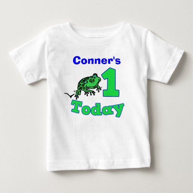 Customizable First Birthday Boy Froggy Shirt (Front)