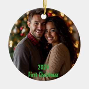 Customizable First Christmas 2024 Ceramic Ornament