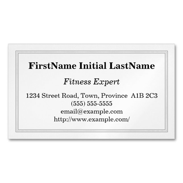 Customizable Fitness Expert Magnetic Business Card (Front)