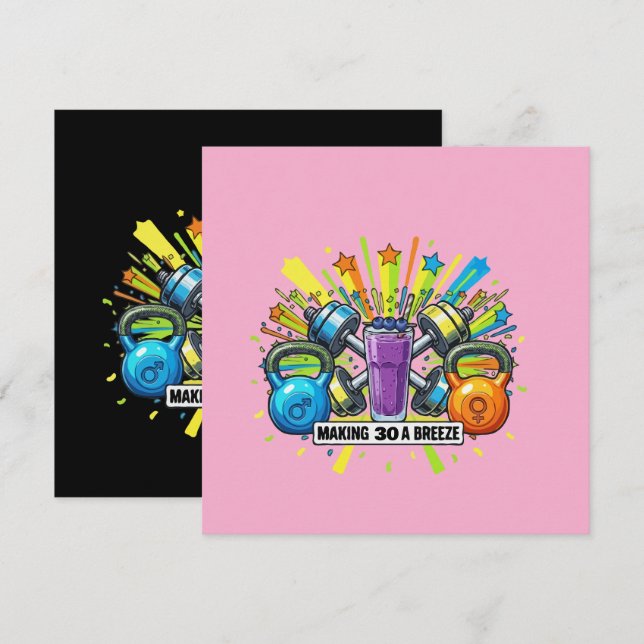 Customizable Fitness Smoothie Celebration Invitation (Front/Back)