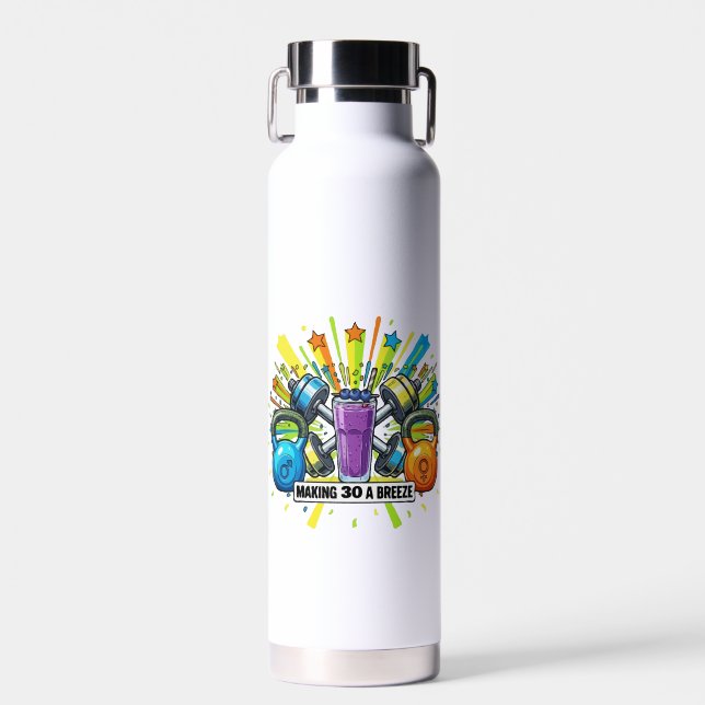 Customizable Fitness Smoothie Celebration Water Bottle (Front)