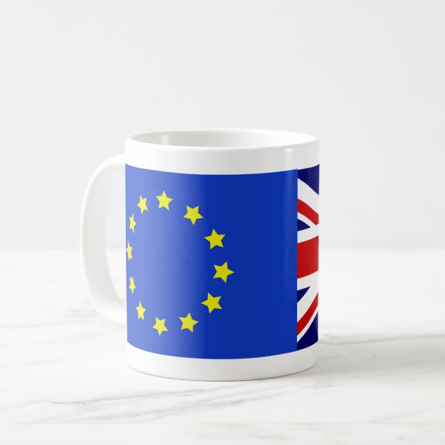 Customizable Flag of Europe & Flag of UK Coffee Mug (Front Left)