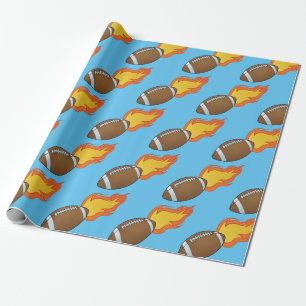 Customizable Flaming Football Wrapping Paper