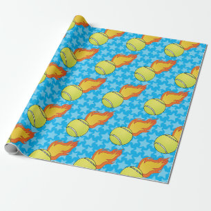 Customizable Flaming Tennis Ball Wrapping Paper