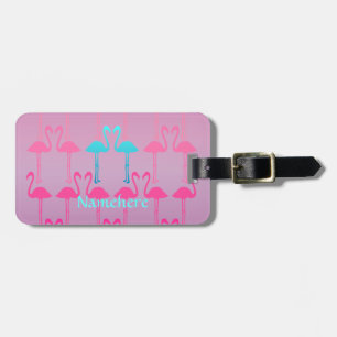 Customizable: Flamingo two Luggage Tag