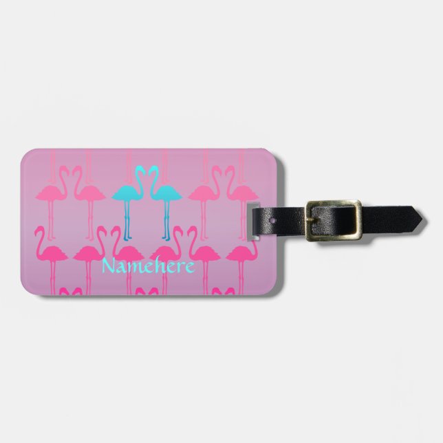 Customizable: Flamingo two Luggage Tag (Front Horizontal)