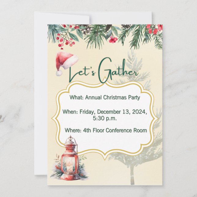 Customizable Flat Christmas Party Invitation (Front)