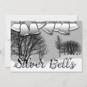 Customizable Flat Holiday card Silver Bells
