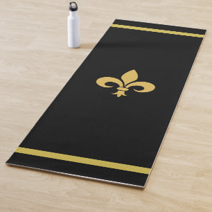 Customizable Fleur de Lis on Black Yoga Mat