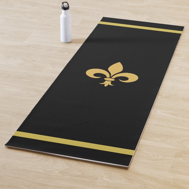 Customizable Fleur de Lis on Black Yoga Mat (In Situ)