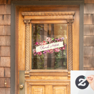 Customizable Floral Artist Vintage Flowers Florist Window Cling