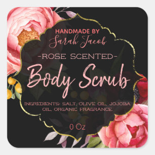 Customizable Floral Body Scrub Label