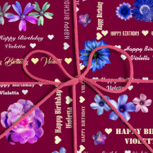 Customizable Floral Burgundy Girly Happy Birthday 
