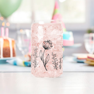 Customizable Floral Can Glass
