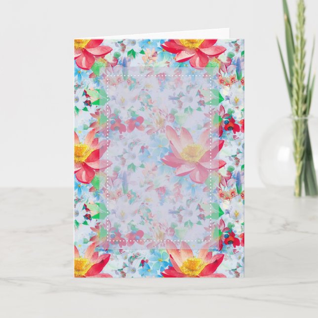 Customizable Floral D3 Blank Greeting Card (Front)
