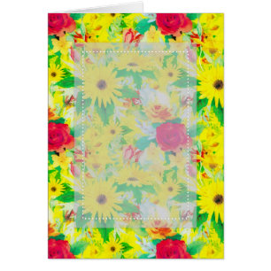 Customizable Floral D4 Blank Greeting Card