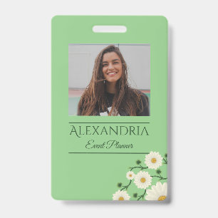 Customizable Floral Daisy Event Planner Badge