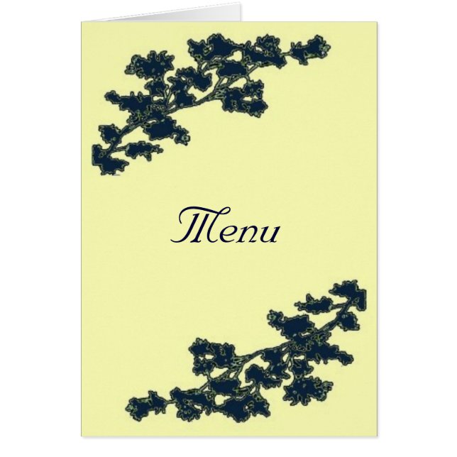 Customizable Floral Deco Wedding Menu Card (Front)