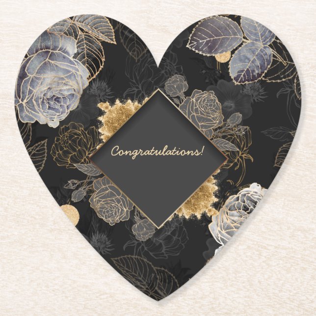 Customizable Floral Event Paper Coaster (Front)