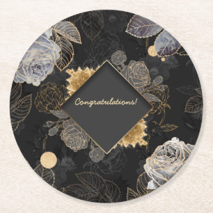 Customizable Floral Event Round Paper Coaster