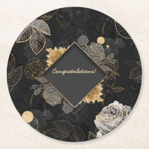 Customizable Floral Event Round Paper Coaster