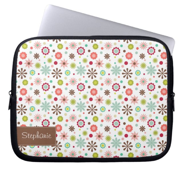 Customizable Floral Laptop Sleeve with Your Name (Front)