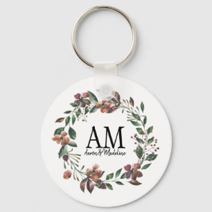 Customizable Floral Monogram Edens Garden Keychain