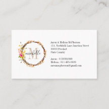 Customizable Floral Monogram Fall Foliage