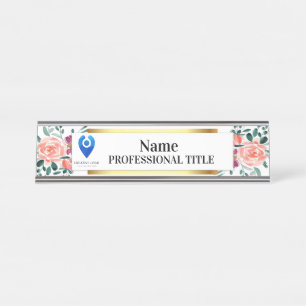 Customizable Floral Name Plate with Logo & Slogan 