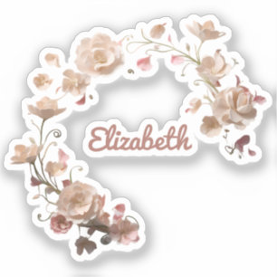Customizable Floral Name Sticker