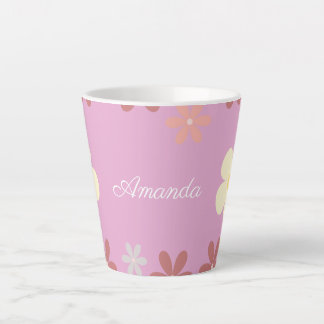 Customizable Floral Pattern Design Latte Mug