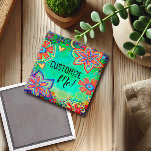 Customizable Floral Pretty Inspirivity Trendy Fun Magnet