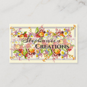 Customizable Floral Retro Spring Flowers Primrose Business Card