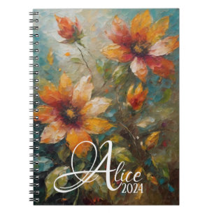Customizable Floral Spiral Notebook, Boho Notebook