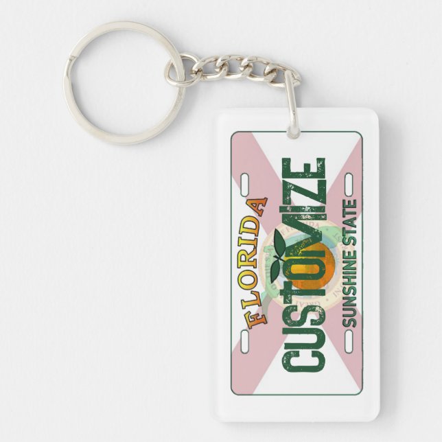 Customizable Florida flag license plate keychain (Front)