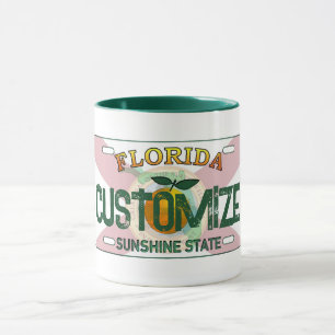 Customizable Florida flag license plate mug