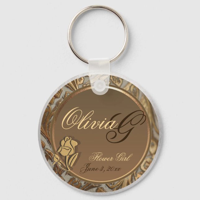 Customizable Flower Girls Keepsake Keychain (Front)
