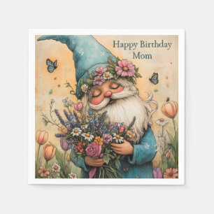 Customizable Flower Gnome Illustration Napkin